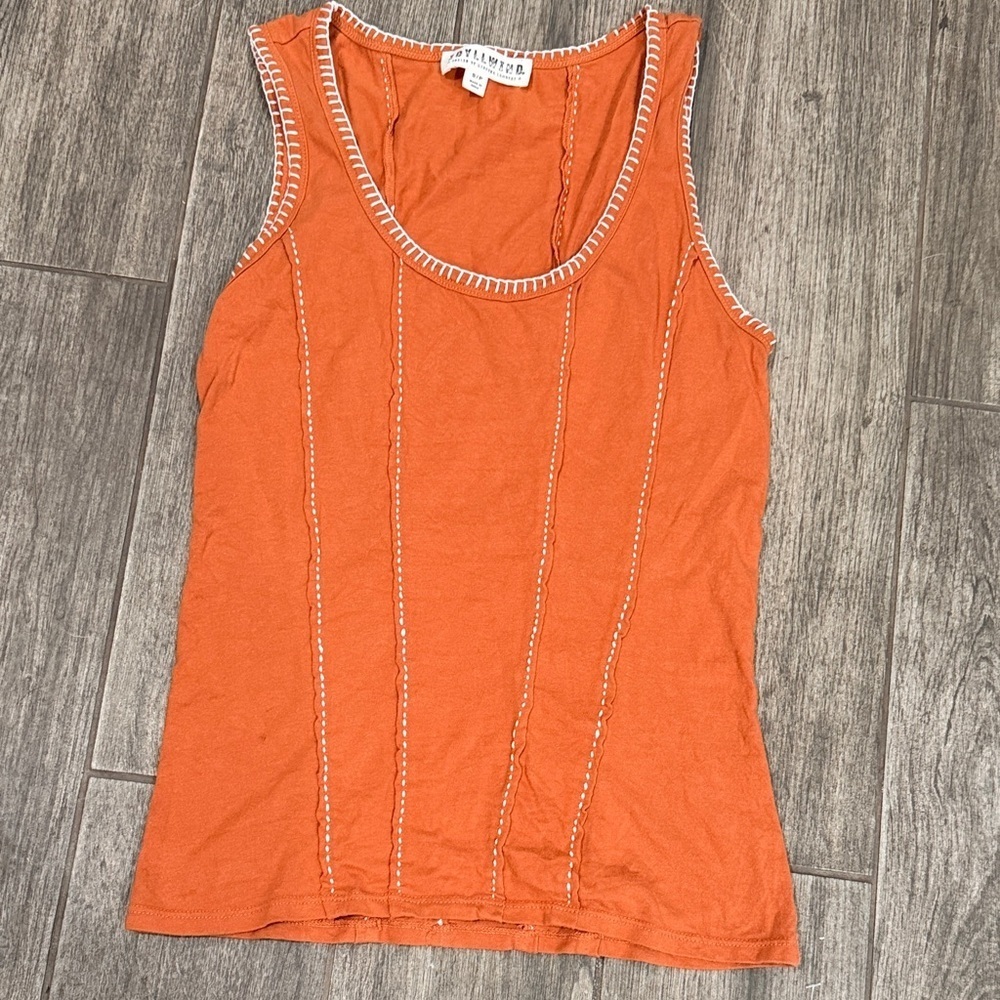 Idyllwind Rust Contrast Stitch Cotton Tank Top